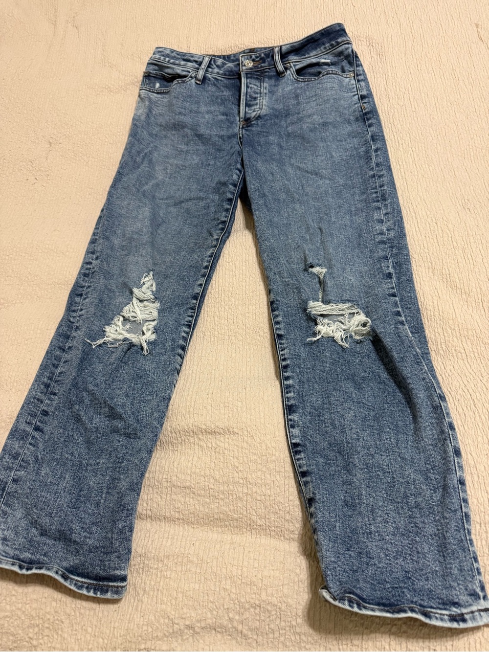 Classic Blue Distressed Women's Jeans- Express